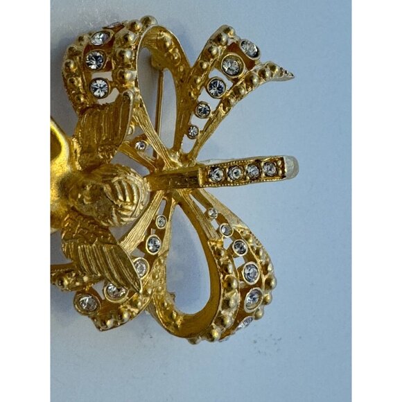 Camrose and Kross JBK Brooch Pin Angel Crystals 18KT Gold Plated Gift Idea 2.5" - Picture 4 of 7
